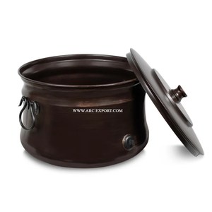 Pot de tuyau rond en cuivre fait à la main de nouvelle collection jardinage intérieur et extérieur et pots de tuyau en cuivre intérieur avec poignée Offre Spéciale - Product Image 1