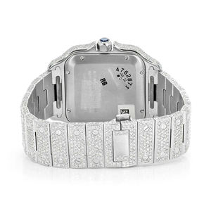 Fashion Iced Out Moissanite Quartz <b>Skeleton</b> Stainless Steel <b>Watch</b> with Glass Dial - Product Image 6