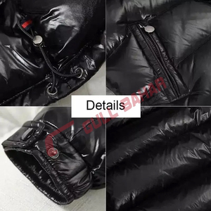 Chaqueta acolchada para hombre recién llegada, chaqueta acolchada brillante, rompevientos, chaqueta de invierno con capucha negra gruesa acolchada - Product Image 5