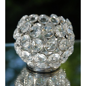 Round Shape Silver Crystal Beaded Metal <b>Tealight</b> Votive for Home and Christmas Lights Decoration <b>Candle</b> Votive - Product Image 2