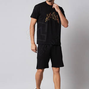 Conjuntos cortos para hombre, ropa de verano de diseño, chándal para hombre, conjunto de pantalones cortos, color negro, fabricado por Pakistán - Product Image 2