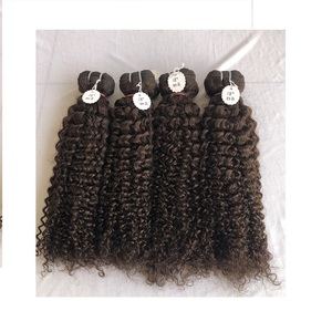 Calidad superior 18 # Indian Temple Virgin 100% Cutícula alineada 12A Grado superior Kinky Curly Bundle Machine Extensiones de cabello Doble - Product Image 1