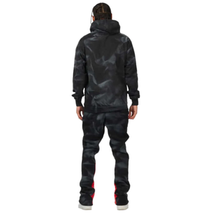 Sudadera con capucha y pantalones de chándal personalizados Conjunto de chándal acampanado Chándal para hombres con lavado con ácido e impresión - Product Image 3