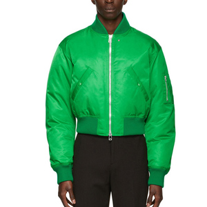 Personalizado Varsities chaquetas de béisbol de nailon poliéster vuelo bombardero chaqueta impermeable invierno recortada gruesa verde hombres chaqueta de satén - Product Image 2