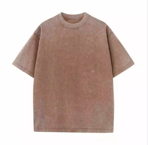 Camiseta extragrande de algodón 100% lavada con ácido para hombre, camiseta con logotipo personalizado desgastado, estilo de impresión informal de peso pesado, diseño en blanco - Product Image 1