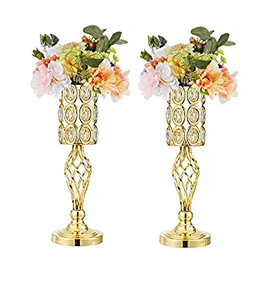 AK Brass Unique Metal Flower Vase Gold Finished With Crystal <b>Set</b> Of 2 Premium Tabletop Flower Vase For <b>Weeding</b> Decor/Hotel Decor - Product Image 4