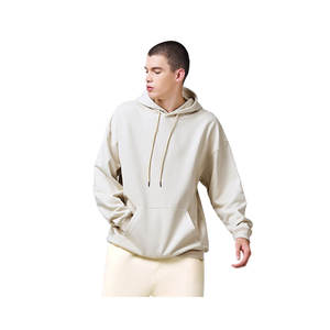 Sudadera con Capucha Extra Grande Color Crema para Hombre |   Sudadera con Capucha de Felpa de Algodón Grueso de 400 g/m², Estilo Urbano, Personalizada, al por Mayor, con Etiqueta Privada - Product Image 3