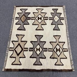 3.2x2.6 ft Rug, Turkish Vintage Small Rug, <b>Brown</b> Kilim <b>Wool</b> Rug - Product Image 3