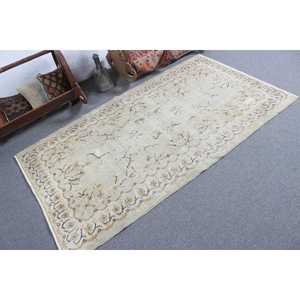 Tapis vintage, tapis turc 3,8x6,6 pieds, tapis en laine camouflage blanc - Product Image 2