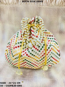 Indian Handcrafted Fabric Potli Batua <b>Clutch</b> <b>Embroidered</b> Wedding Favors and Return Gifts for Special Celebrations! - Product Image 4