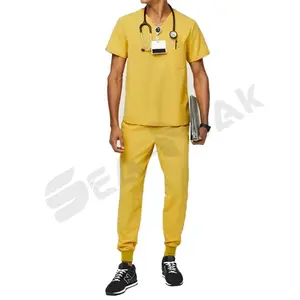 เสื้อโค้ทแล็ปชุดยูนิฟอร์มพยาบาล,ชุดอบผ้าคอตตอนสีแดงกันน้ำได้ใส่ได้ทั้งชายและหญิงสำหรับใส่ทางการแพทย์ - Product Image 1