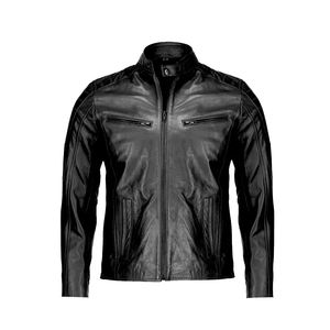 Veste en cuir à manches longues de haute qualité avec fermeture à glissière pour hommes Vêtements décontractés Meilleure vente Veste en cuir légère pour hommes - Product Image 1