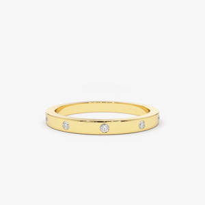 Anillo de Boda de Diamante Cultivado en Laboratorio Pulido, 0.10 Ctw, Color G, Claridad SI, Oro Sólido de 14K, Pieza para Uso Diario y en Capas para Mujer - Product Image 3