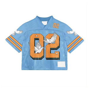 New Custom Over Sized Sublimation Boxy <b>Cropped</b> Print Cut and Jersey <b>Men</b> Mesh Street Wear Mesh American Football Jersey All Sizes - Product Image 5