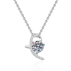 Collar de Plata de Ley S925 de Estilo Clásico para Mujer, con Colgante de Moissanita Multicolor de Lujo Ligero, Joyas de Perlas Negras, Regalo - Product Image 1