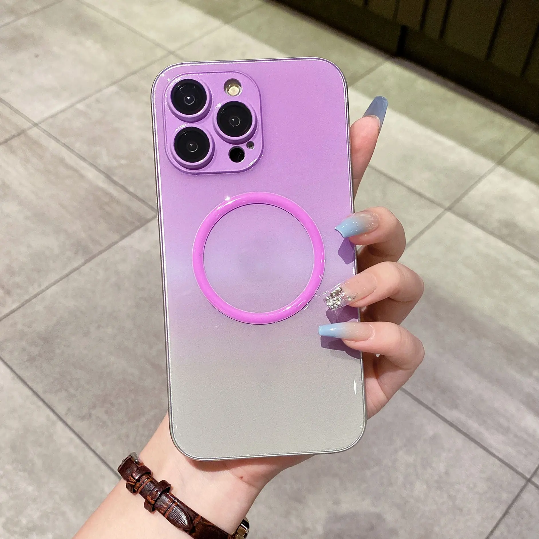 Coque de protection magnétique lumineuse multicolore sans logo anti-chocs pour iPhone 14 15 Pro Max
