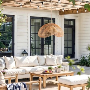 Elegante lámpara colgante de ratán Sepherina para exteriores, lámpara colgante resistente a la intemperie de ratán tejido a mano Natural para Patio, porche o jardín - Product Image 4