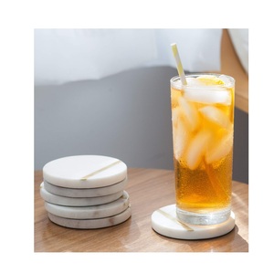 Sous-verre en marbre de 10cm rond blanc/vert/noir sous-verre en marbre de pierre naturelle pour boissons forme ronde - Product Image 1