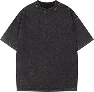 Camiseta de Gran Tamaño, Tejida, para Hombre, con Logotipo Personalizado, Teñida con Pigmentos Lavados, Estilo Desgastado, Algodón Grueso, Estética Urbana - Product Image 3