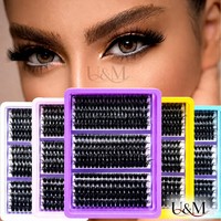 Kit d'extensions de cils DIY transfrontalier 60D 80D 100D, faux cils en grappe naturels, volumineux et bouclés