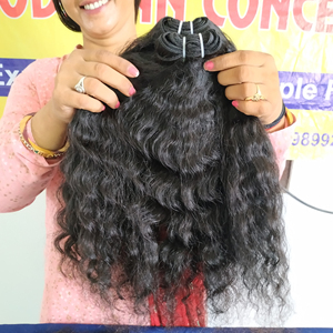 Pas de traitement chimique faisceaux de cheveux indiens vierges Aucune perte de cuticule alignée couleur naturelle cheveux humains bruts bouclés temple indien - Product Image 4