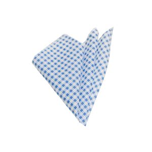Blue <b>White</b> Checkered Cotton Weaving <b>Pocket</b> <b>Square</b> for Men One Size - Product Image 1