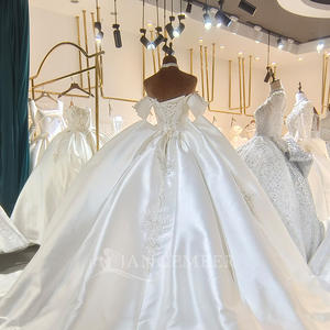 Vestido de Novia de Satén Jancember ML046, Vestido de Novia con Cuentas, Vestido de Gala con Hombros Descubiertos, Vestido de Novia para Ceremonia de <span class=keywords><strong>Matrimonio</strong></span> en Catedral - Product Image 4