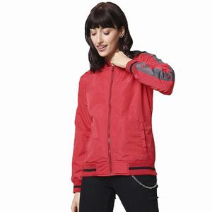 แจ็กเก็ตบอมเบอร์แบบมีซิปสำหรับผู้หญิงเสื้อผ้าแบบระบายอากาศได้ผ้าฝ้ายย้อมสีเรียบ - Product Image 1