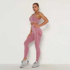 Ensemble 2 pièces d'entraînement à manches longues pour femme, Legging sans couture, taille haute et haut court, ensemble de vêtements de Yoga - Product Image 2