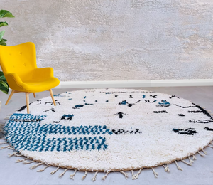 Beni Ourainn-Tapis Marocain Authentique Personnalisé en Laine Fait à la Main, Véritable Berbère Tressé Antidérapant Lavable Toutes Saisons pour la Cuisine - Product Image 1