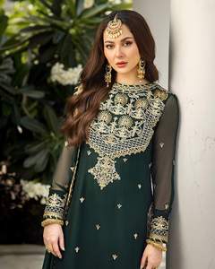 Indien pakistanais dernière mousseline de soie brodée Salwar Kameez avec maçonnerie lourde Collection de mariage de luxe vente chaude robe 0400 - Product Image 6