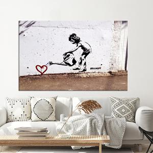 Printed Banksy Children Watering Heart Canvas: <b>Artistic</b> Street Art Decor,WRAPPED CANVAS - Product Image 1
