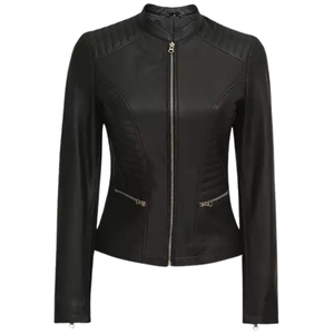 Chaqueta de Motocicleta de Invierno para Mujer, de Cuero de Oveja Genuino, con Cremallera, Estampada, Sólida, Ecológica, de Secado Rápido, Antiarrugas y Resistente al Viento - Product Image 2