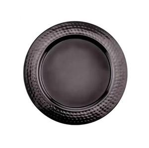 Assiette de présentation noire martelée pour hôtel, événements de mariage, décoration de table, service de nourriture, utilisation en métal - Product Image 1