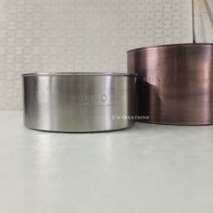Contenedor de velas de acero inoxidable con logotipo personalizado, velas perfumadas con acabado mate plateado, tarros de velas de cera de soja para decoración del hogar - Product Image 6