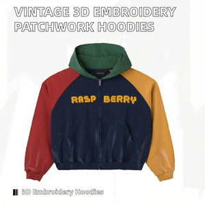 Sudadera con Capucha de Invierno Personalizada, Vintage, Bordado 3D, Gruesa, Holgada, Corte Regular, Bloques de Color, Desgastada, Lavada, 100% Algodón - Product Image 2