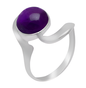 แหวนเงินแท้ 925 ประดับพลอยอเมทิสต์ทรงกลม แหวนพลอย แหวนคลาสสิก แหวนทรงกลมทันสมัยสำหรับงานแต่งงาน วันครบรอบ - Product Image 5