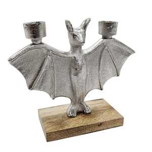 Soporte de luz de té de aluminio hecho a mano decorativo de Halloween del fabricante indio, Base de madera con forma de Batman, tarros de velas para decoración del hogar - Product Image 1