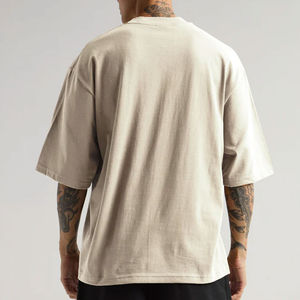 เสื้อยืดผ้าฝ้าย100% คุณภาพสูงสำหรับผู้ชายทรงหลวมพร้อมพิมพ์โลโก้แบบกำหนดเองแห้งเร็วดีไซน์ด้านหน้าว่างเปล่า - Product Image 5