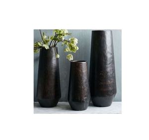 Grand ensemble ovale en métal de 3 jardinières de fleurs antiques noires, jardinières de feuilles, jardinières de sol de haute qualité pour jardin - Product Image 1