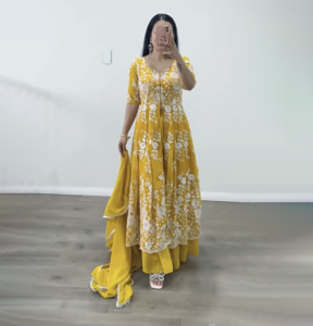 ชุดคอลเล็คชั่นอินเดียแบบชาวเผ่าปักเสื้อยาวคลุมเข่าผ้าทอจากธรรมชาติ - Product Image 4