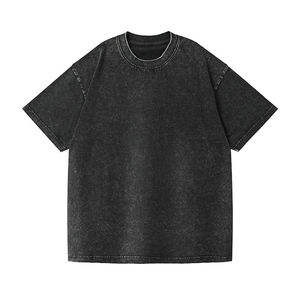 Qualité supérieure et bon prix t-shirt noir poids lourd surdimensionné lavé à l'acide pour le sport des hommes - Product Image 1