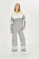 Conjunto de Dos Piezas de Punto de Alta Calidad para Mujer, con Cierre, Estilo Holgado, Informal, para Oficina, Suéter y Pantalones