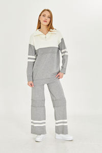 Conjunto de Dos Piezas de Punto de Alta Calidad para Mujer, con Cierre, Estilo Holgado, Informal, para Oficina, Suéter y Pantalones - Product Image 6