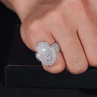 Bague en Argent Sterling 925 Prix de Gros, Sertie de Diamants Moissanite, Bijoux Hip Hop pour Hommes et Femmes