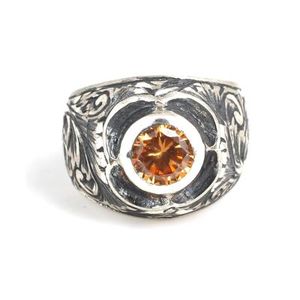 925 Sterling <b>Silver</b> Handcrafted Men's <b>Ring</b> Zircon Stones Pen Design Bezel Setting Geometric Pattern Everyday Wear <b>Plain</b> <b>Ring</b> - Product Image 4