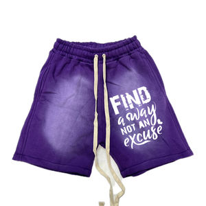 Nuevos pantalones cortos personalizados de tela cómodos para hombres con sol desteñido con cordón de serigrafía, pantalones cortos para hombres a buen precio - Product Image 1