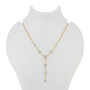 Collar de Oro Amarillo Sólido de 14K con Diamante Cultivado en Laboratorio de 2.24 Quilates, Corte Brillante, Certificado IGI, con Engaste de Lujo en Forma de Y para Mujer - Product Image 1