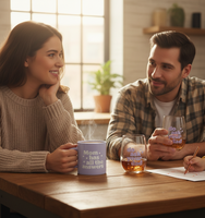 Coffret cadeau de luxe violet à thème dessin animé, ensemble de tasses à café assorties en céramique pour couples, cadeau d'anniversaire ou de fête des mères