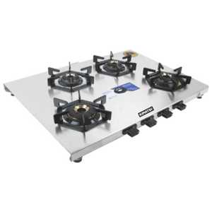 4 Burner LPG Gas Cooktop with Auto Ignition Stainless Steel Surface for Hotel & Household Use - Product Image 1